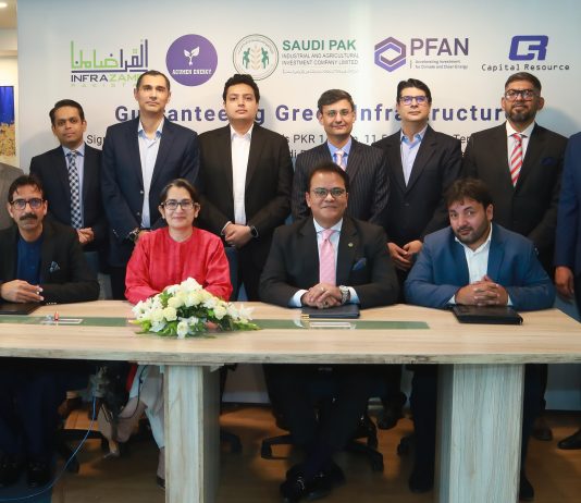 InfraZamin Pakistan, Saudi Pak Industrial and Agricultural Investment Co Ltd sign 11.5-years Renewable Energy Financing Facility to Acumen Energy of PKR 1.28 billion. InfraZamin Pakistan Saudi Pak