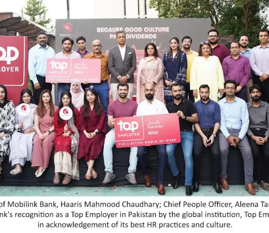 Mobilink Bank becomes the first in the banking industry to bag Top Employer in Pakistan for 2025 Top Employer